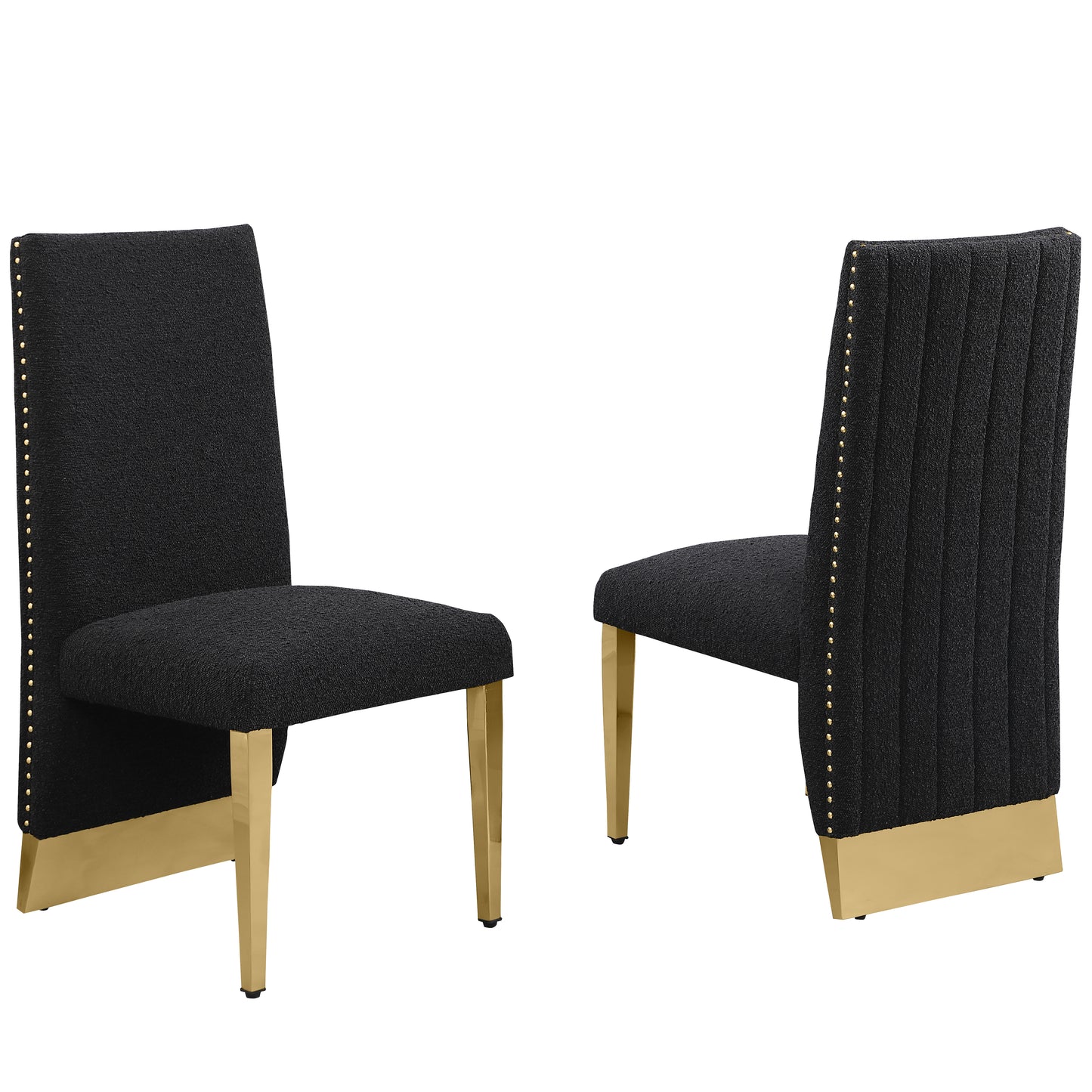 SC560-7, CH560-7, & BS560-7: Modern Upholstered Side Chair Set of 2 - Boucle Fabric - Chrome Legs