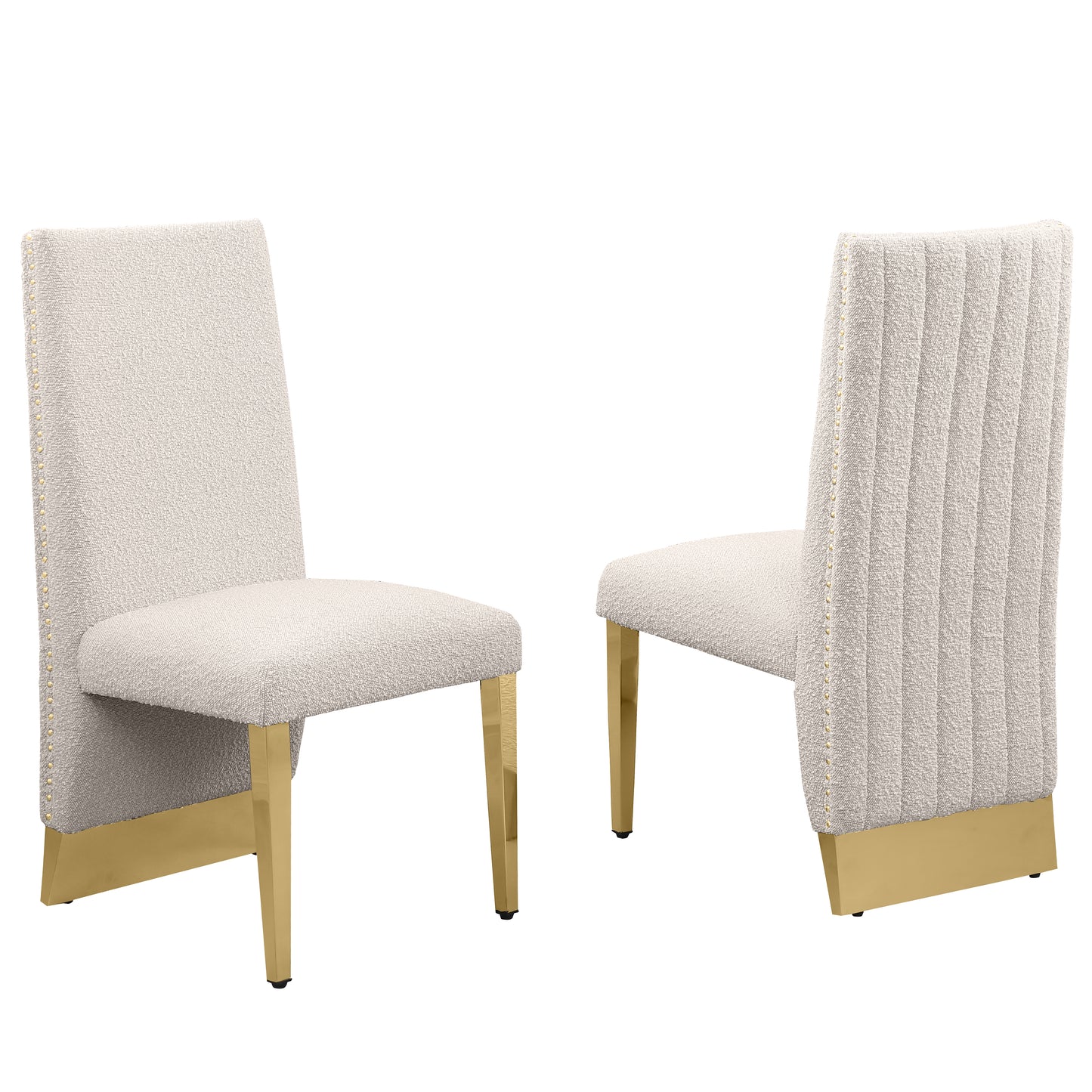SC560-7, CH560-7, & BS560-7: Modern Upholstered Side Chair Set of 2 - Boucle Fabric - Chrome Legs