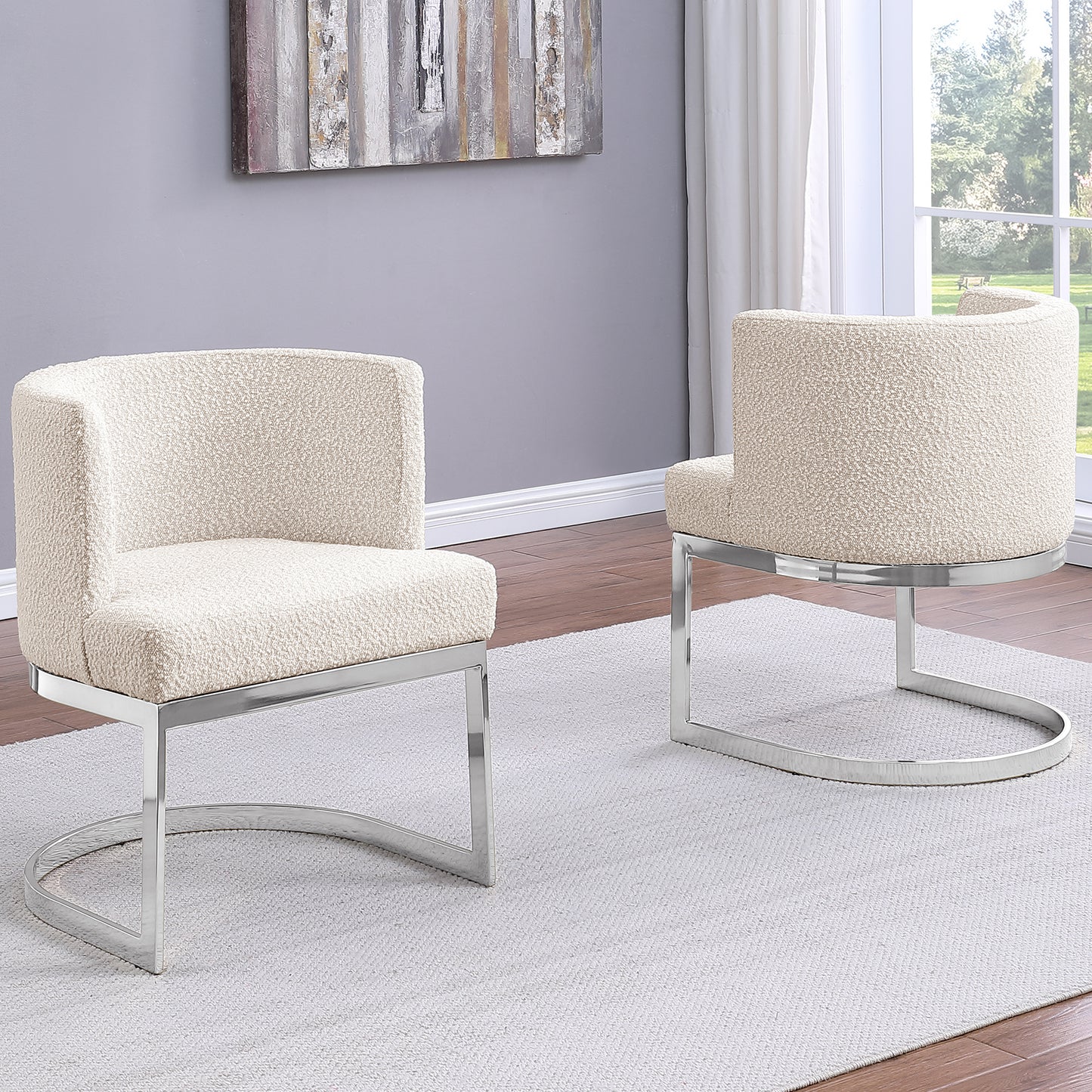 SC90-7 & SC590-7: Velvet Side Chair with Chrome Finish Legs (Set of 1)