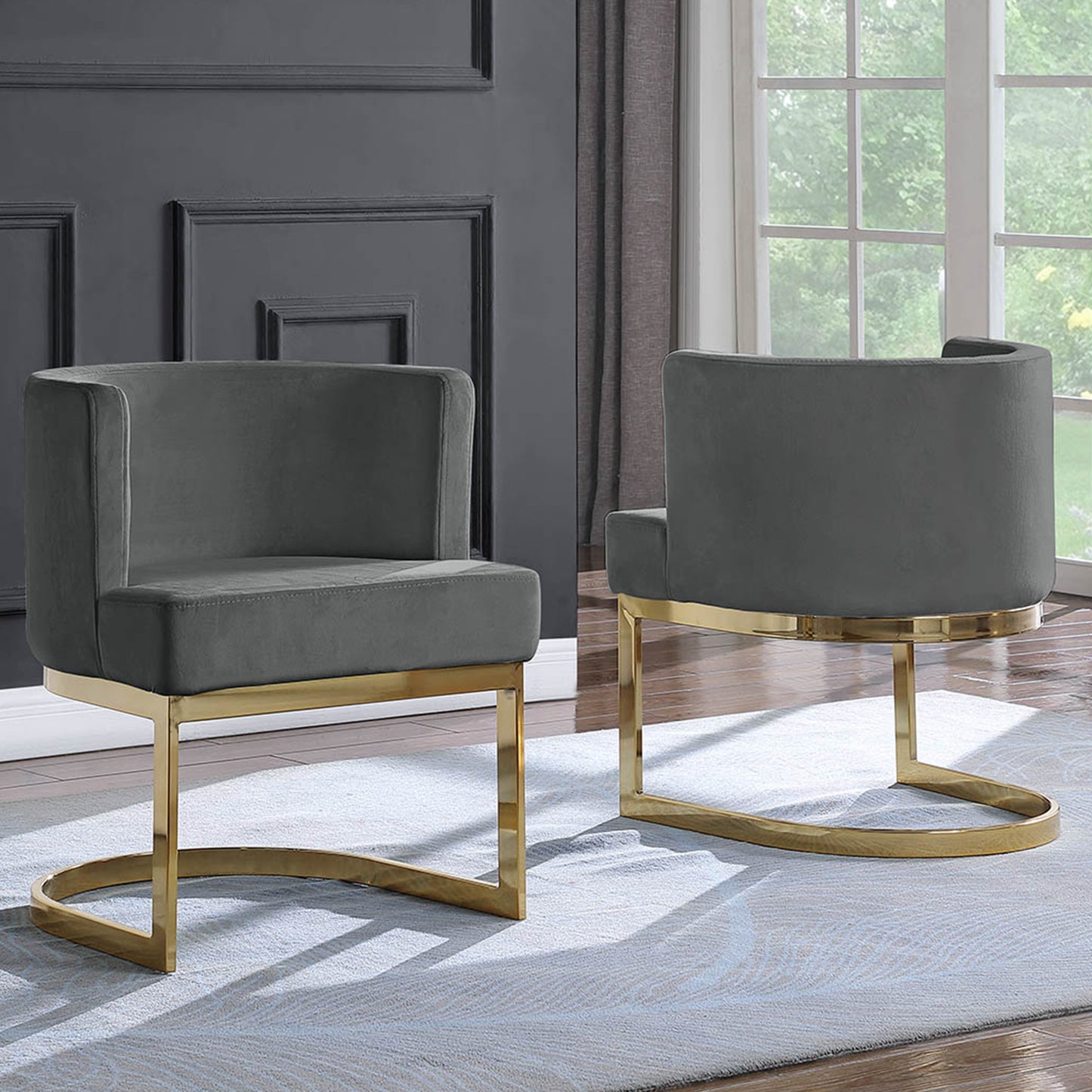 SC90-7 & SC590-7: Velvet Side Chair with Chrome Finish Legs (Set of 1)