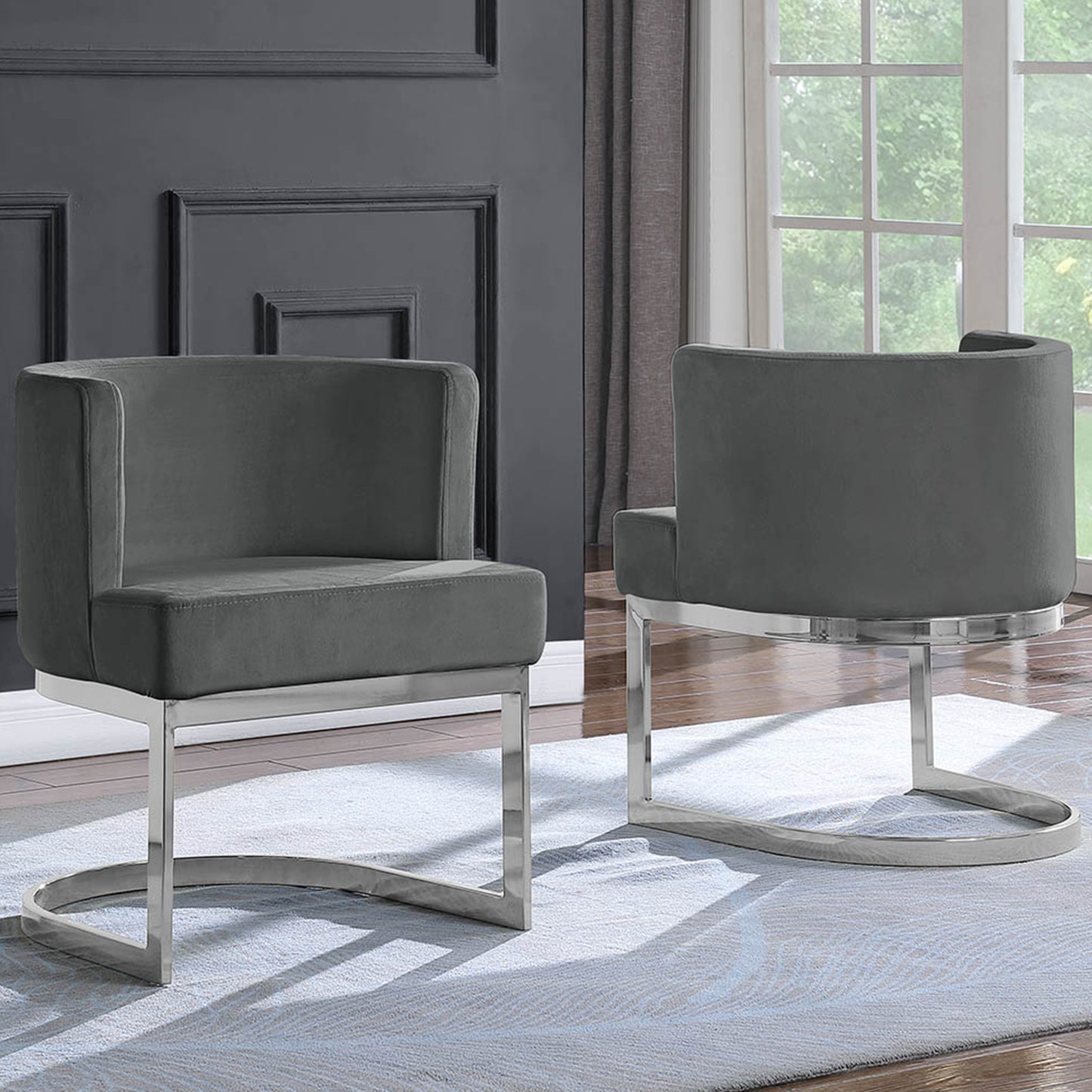 SC90-7 & SC590-7: Velvet Side Chair with Chrome Finish Legs (Set of 1)