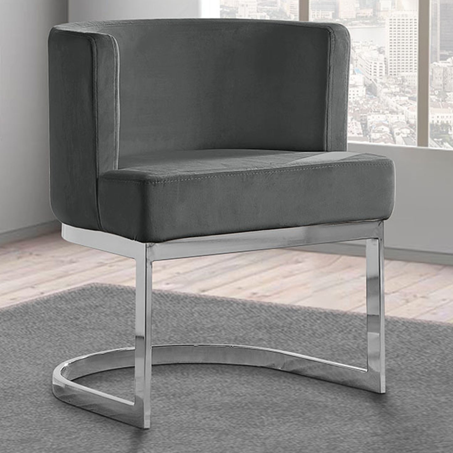 SC90-7 & SC590-7: Velvet Side Chair with Chrome Finish Legs (Set of 1)