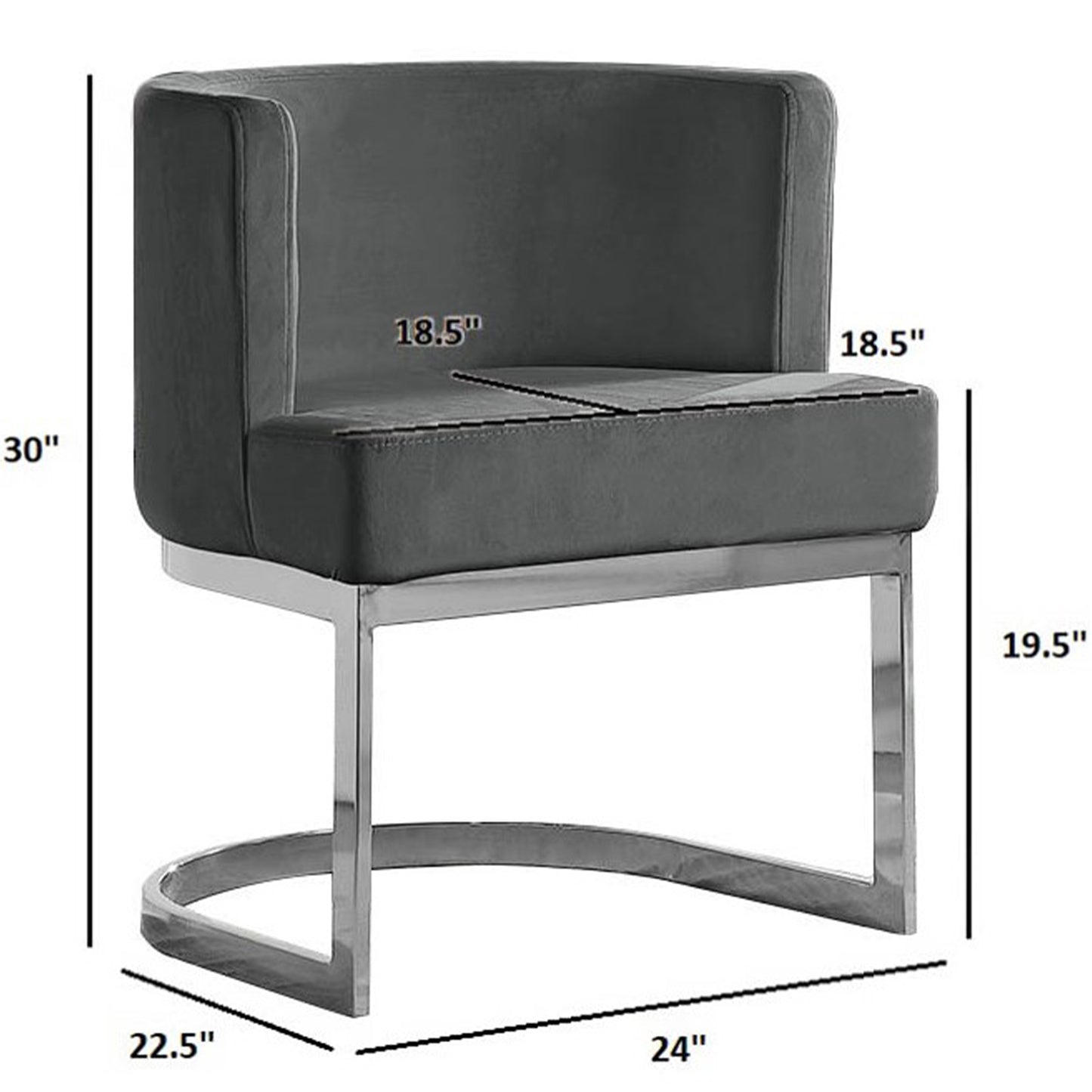 SC90-7 & SC590-7: Velvet Side Chair with Chrome Finish Legs (Set of 1)