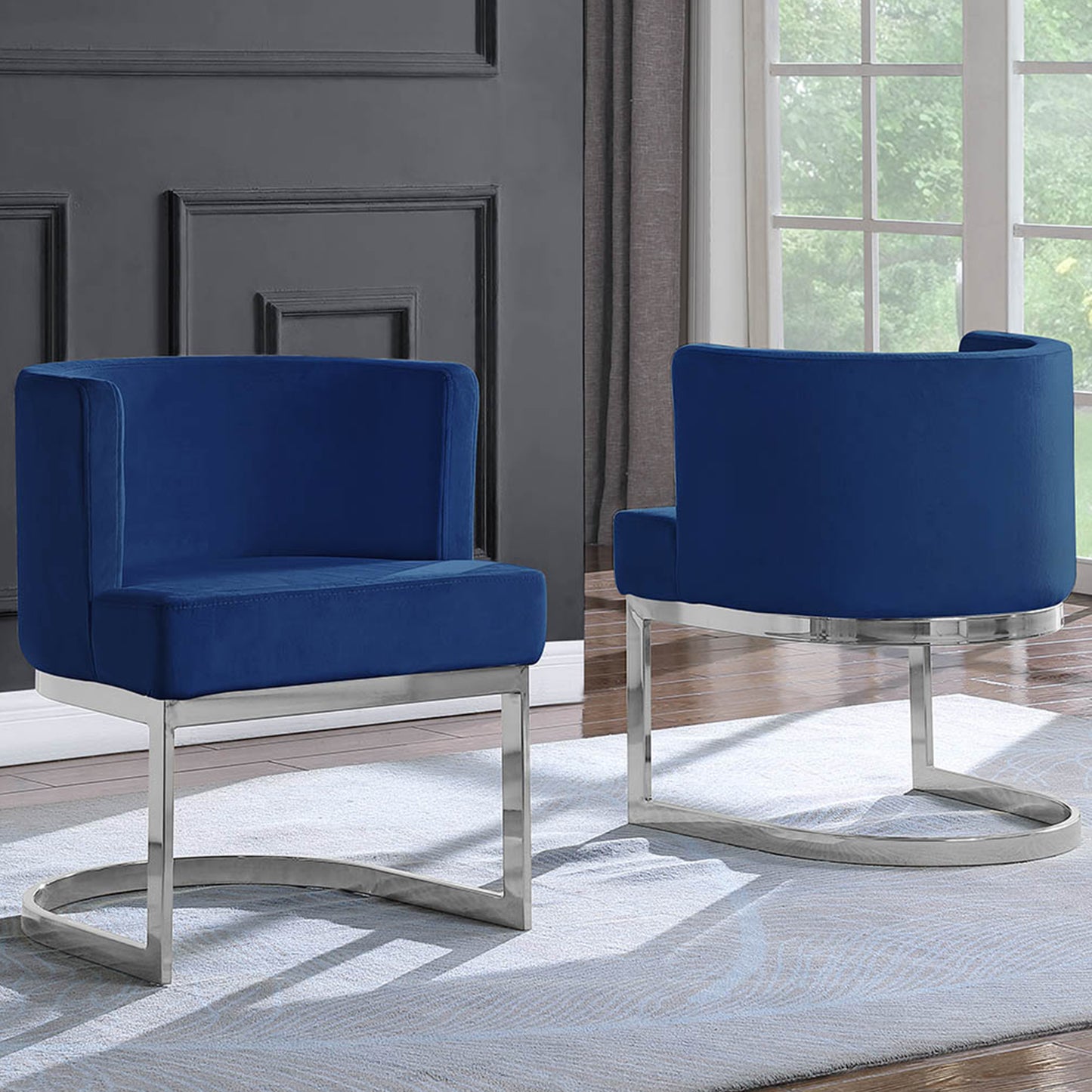 SC90-7 & SC590-7: Velvet Side Chair with Chrome Finish Legs (Set of 1)