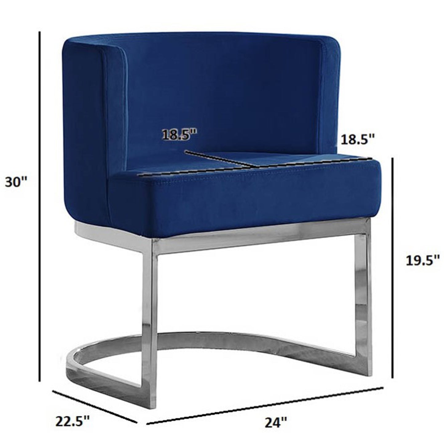 SC90-7 & SC590-7: Velvet Side Chair with Chrome Finish Legs (Set of 1)