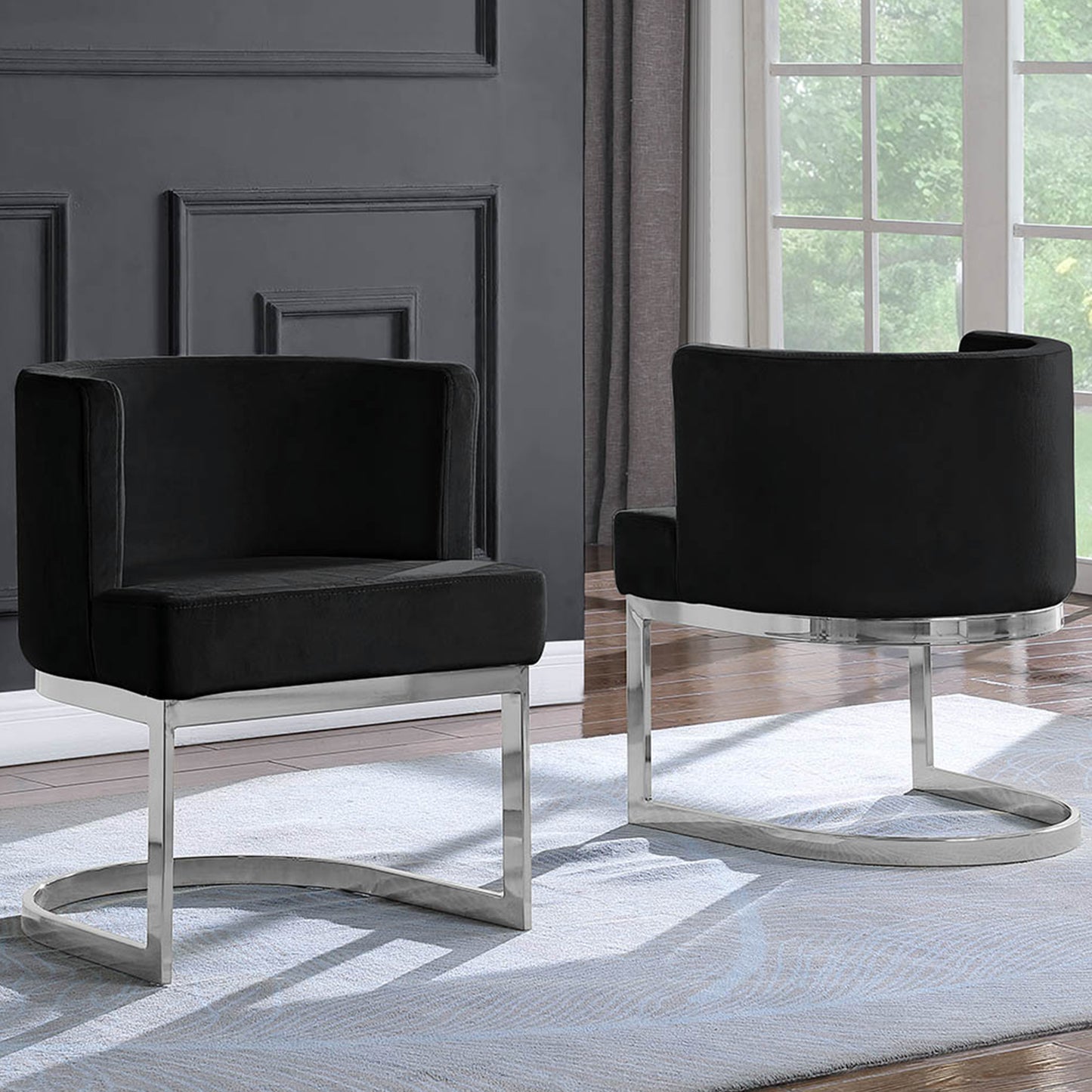 SC90-7 & SC590-7: Velvet Side Chair with Chrome Finish Legs (Set of 1)