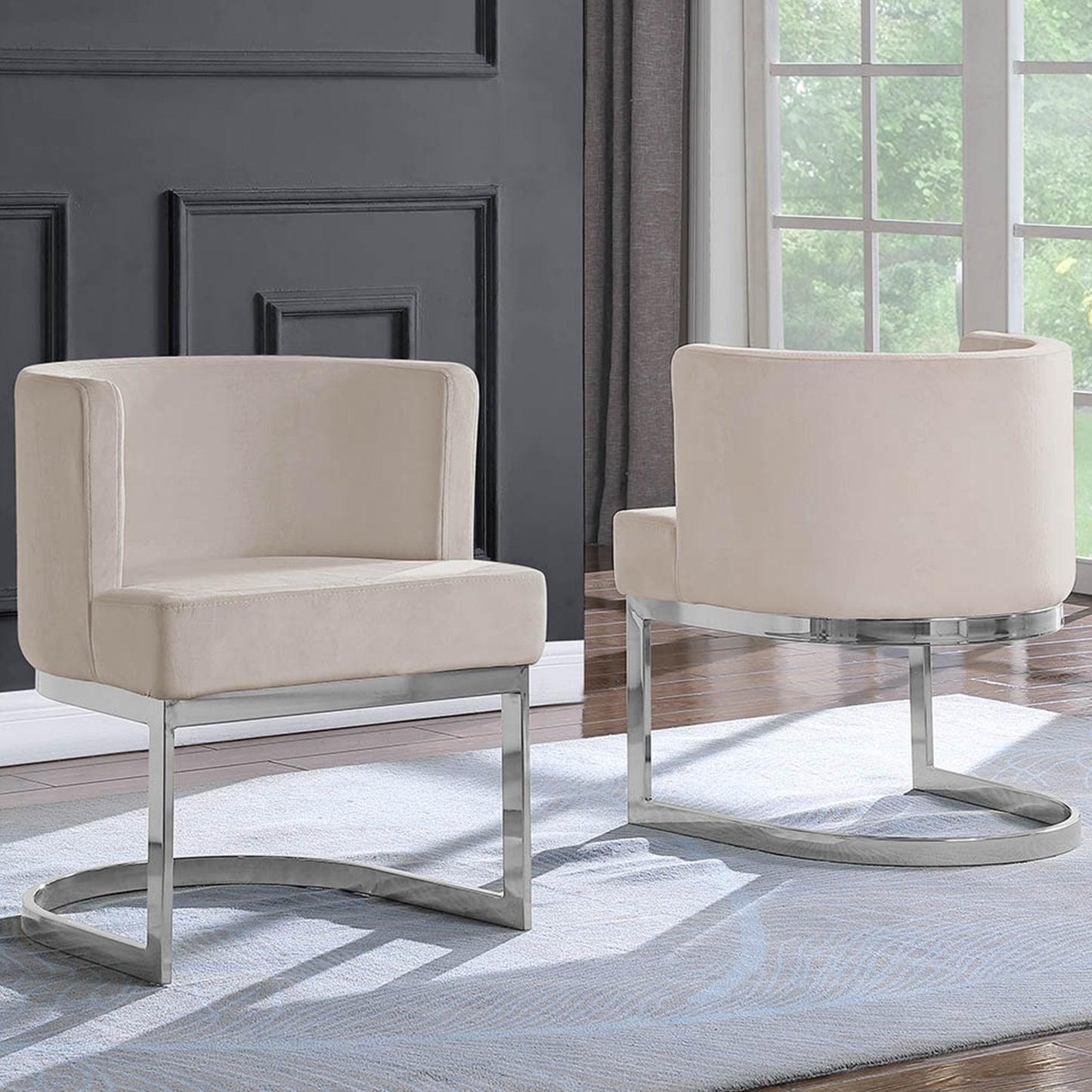 SC90-7 & SC590-7: Velvet Side Chair with Chrome Finish Legs (Set of 1)