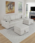 Corduroy Sectional with Pull Out Bed, Storage, and Drop-Down Table (SE40-2) by Quality Living Furniture