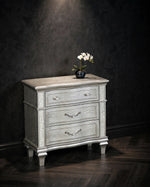 Glam Silver Embossed Oak Veneer Nightstand with Bedazzle Trim (B760) by Quality Living Furniture