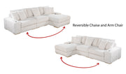 Oversized Corduroy Sectional Sofa, Reversible L-Shaped Couch with Cup Holders and Natural Wood Legs