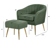 AC160-3 Teddy Boucle Barrel Chair & Ottoman - Plush Accent Set with Gold Chrome Legs