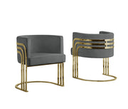 AC220 Modern Velvet Barrel Accent Chair with [Gold Chrome / Chrome] Wrap-Around Frame, Deep Seat Upholstered Tub Chair for Living Room & Vanity