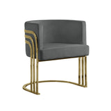 AC220 Modern Velvet Barrel Accent Chair with [Gold Chrome / Chrome] Wrap-Around Frame, Deep Seat Upholstered Tub Chair for Living Room & Vanity by Quality Living Furniture