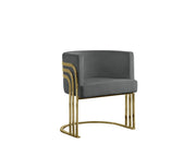 AC220 Modern Velvet Barrel Accent Chair with [Gold Chrome / Chrome] Wrap-Around Frame, Deep Seat Upholstered Tub Chair for Living Room & Vanity