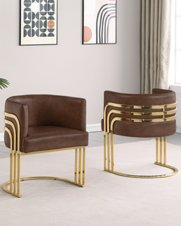 Modern Faux Leather Accent Chair with Architectural Gold Frame (AC220L) by Quality Living Furniture