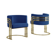 AC220 Modern Velvet Barrel Accent Chair with [Gold Chrome / Chrome] Wrap-Around Frame, Deep Seat Upholstered Tub Chair for Living Room & Vanity