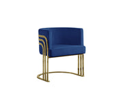 AC220 Modern Velvet Barrel Accent Chair with [Gold Chrome / Chrome] Wrap-Around Frame, Deep Seat Upholstered Tub Chair for Living Room & Vanity