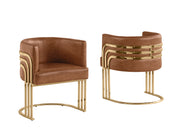 Modern Faux Leather Accent Chair with Architectural Gold Frame (AC220L) by Quality Living Furniture