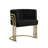 AC220 Modern Velvet Barrel Accent Chair with [Gold Chrome / Chrome] Wrap-Around Frame, Deep Seat Upholstered Tub Chair for Living Room & Vanity by Quality Living Furniture