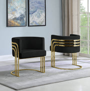 AC220 Modern Velvet Barrel Accent Chair with [Gold Chrome / Chrome] Wrap-Around Frame, Deep Seat Upholstered Tub Chair for Living Room & Vanity