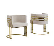 AC220 Modern Velvet Barrel Accent Chair with [Gold Chrome / Chrome] Wrap-Around Frame, Deep Seat Upholstered Tub Chair for Living Room & Vanity