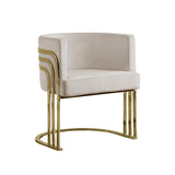 AC220 Modern Velvet Barrel Accent Chair with [Gold Chrome / Chrome] Wrap-Around Frame, Deep Seat Upholstered Tub Chair for Living Room & Vanity by Quality Living Furniture
