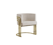 AC220 Modern Velvet Barrel Accent Chair with [Gold Chrome / Chrome] Wrap-Around Frame, Deep Seat Upholstered Tub Chair for Living Room & Vanity
