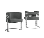 AC220 Modern Velvet Barrel Accent Chair with [Gold Chrome / Chrome] Wrap-Around Frame, Deep Seat Upholstered Tub Chair for Living Room & Vanity