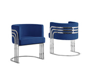 AC220 Modern Velvet Barrel Accent Chair with [Gold Chrome / Chrome] Wrap-Around Frame, Deep Seat Upholstered Tub Chair for Living Room & Vanity