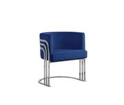 AC220 Modern Velvet Barrel Accent Chair with [Gold Chrome / Chrome] Wrap-Around Frame, Deep Seat Upholstered Tub Chair for Living Room & Vanity
