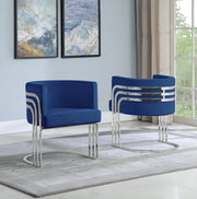AC220 Modern Velvet Barrel Accent Chair with [Gold Chrome / Chrome] Wrap-Around Frame, Deep Seat Upholstered Tub Chair for Living Room & Vanity
