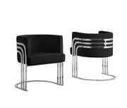 AC220 Modern Velvet Barrel Accent Chair with [Gold Chrome / Chrome] Wrap-Around Frame, Deep Seat Upholstered Tub Chair for Living Room & Vanity