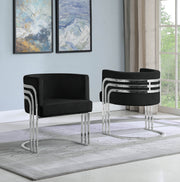 AC220 Modern Velvet Barrel Accent Chair with [Gold Chrome / Chrome] Wrap-Around Frame, Deep Seat Upholstered Tub Chair for Living Room & Vanity
