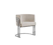 AC220 Modern Velvet Barrel Accent Chair with [Gold Chrome / Chrome] Wrap-Around Frame, Deep Seat Upholstered Tub Chair for Living Room & Vanity