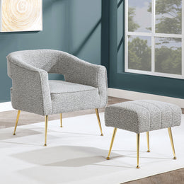 AC230-3: Accent Chair & Ottoman 2pc Set with Gold Chrome Legs