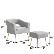 AC230-3: Accent Chair & Ottoman 2pc Set with Gold Chrome Legs