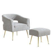 AC230-3: Accent Chair & Ottoman 2pc Set with Gold Chrome Legs