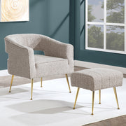 AC230-3: Accent Chair & Ottoman 2pc Set with Gold Chrome Legs