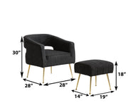 AC230 Modern Boucle Accent Chair and Ottoman Set, Upholstered Barrel Lounge Chair with Cutout Back & Gold Chrome Legs