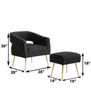 AC230-3: Accent Chair & Ottoman 2pc Set with Gold Chrome Legs
