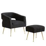 AC230-3: Accent Chair & Ottoman 2pc Set with Gold Chrome Legs