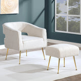 AC230-3: Accent Chair & Ottoman 2pc Set with Gold Chrome Legs