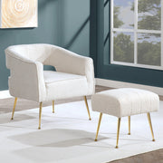 AC230-3: Accent Chair & Ottoman 2pc Set with Gold Chrome Legs