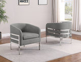 AC280 Modern Teddy Fabric Barrel Accent Chair with Architectural Wrap-Around Chrome Frame