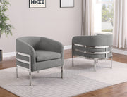 AC280 Modern Teddy Fabric Barrel Accent Chair with Architectural Wrap-Around Chrome Frame