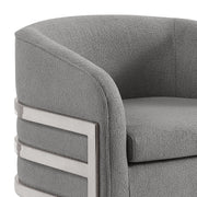 AC280 Modern Teddy Fabric Barrel Accent Chair with Architectural Wrap-Around Chrome Frame