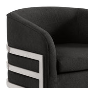 AC280 Modern Teddy Fabric Barrel Accent Chair with Architectural Wrap-Around Chrome Frame