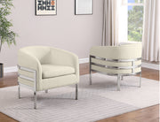 AC280 Modern Teddy Fabric Barrel Accent Chair with Architectural Wrap-Around Chrome Frame