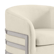 AC280 Modern Teddy Fabric Barrel Accent Chair with Architectural Wrap-Around Chrome Frame