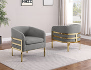 AC284 Modern Teddy Fabric Barrel Accent Chair with Architectural Wrap-Around Gold Frame